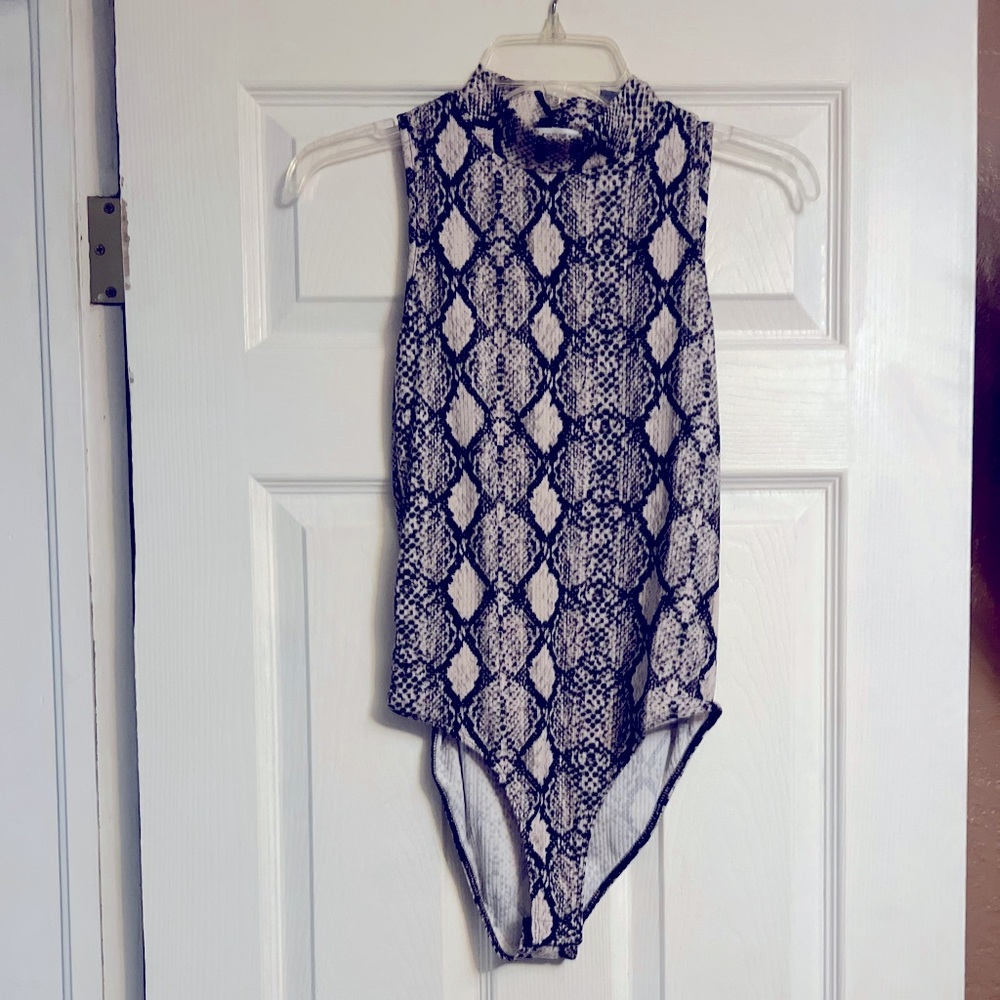 Caution to the Wind Women’s Snake Skin Clip Sleeveless Body Suit